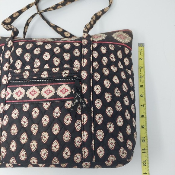 Vera Bradley Villager Tote Classic Black  Red Paisley Print Quilted Shoulder Bag - Picture 8 of 11